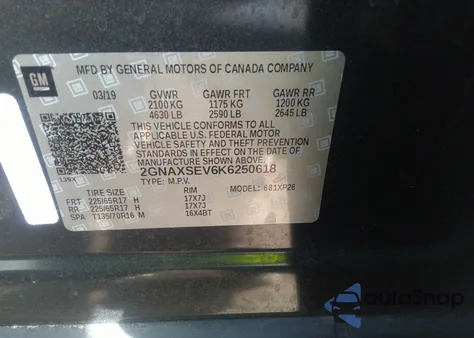 2019 Chevrolet Equinox Ls z USA, uszkodzony, nr VIN 2GNAXSEV6K6250618